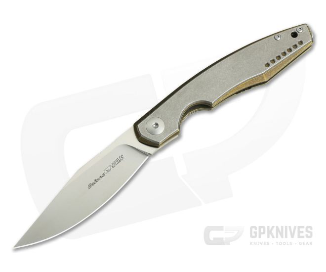 Viper Belone Satin M390 Bronze Titanium Liner Lock Flipper Stonewashed Overlay V5970BRTI - VK-V5970BRTI-1