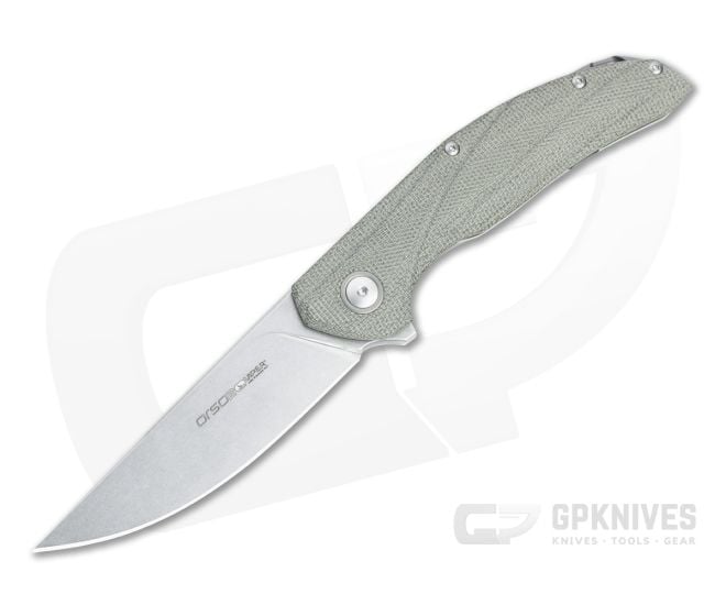 Viper x Anso Orso 2 Flipper Stonewashed LO-QPM 20-4 Green Micarta Titanium Folder V5998CG - VK-V5998CG