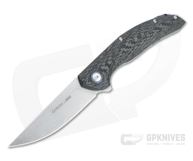Viper x Anso Orso 2 Flipper Stonewashed LO-QPM 20-4 Carbon Fiber Titanium Folder V5998FC - VK-V5998FC