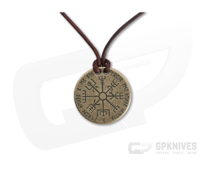 Shire Post Mint Vegvisir Norse Compass Bronze and Leather Necklace - SPM-VEG-BZ-P