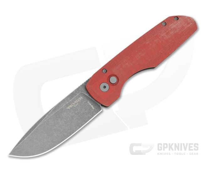 Protech Vero Synapse Red Linen Micarta Acid Wash Magnacut - PT-VERO1211-AWREDLINEN