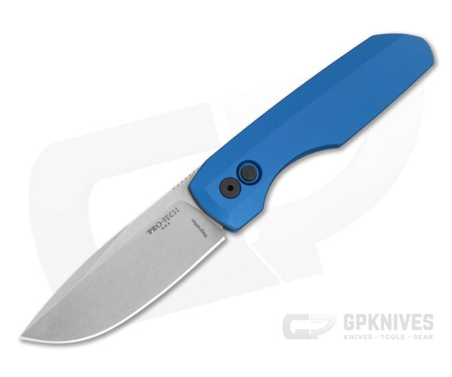 Protech Vero Synapse 2 Blue Aluminum Handle Stonewash CPM-MagnaMax Automatic Folding Knife (3.50") VERO2101-BLUE-MM - PT-VERO2101-BLUE-MM