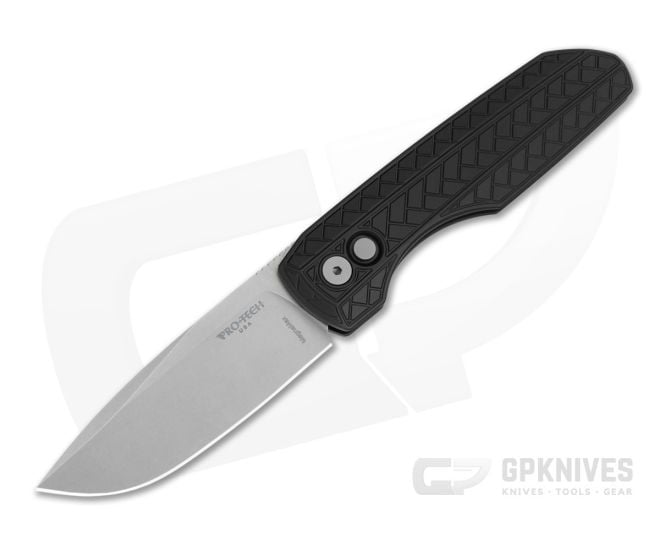 Protech Vero Synapse 2 Black Herringbone Aluminum MagnaMax Stonewash Automatic Knife (3.50" Blade) VERO2105-MM - PT-VERO2105-MM