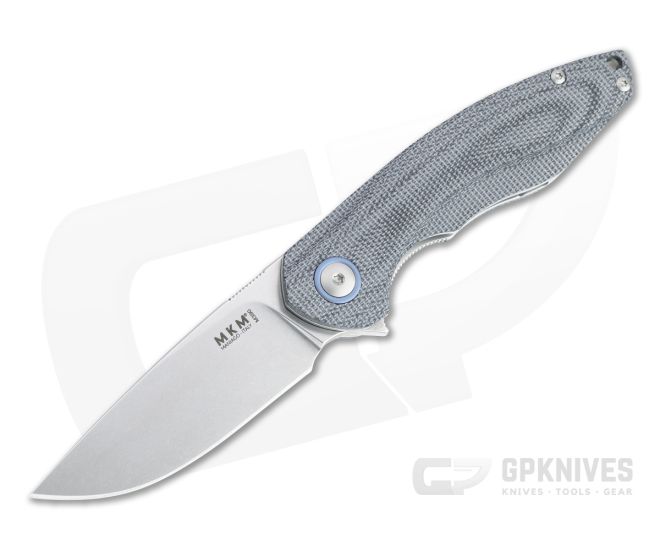 MKM Mikita x Vox Timavo Stonewashed M390 Black Micarta Liner Lock Flipper VP02-BC - MKM-VP02-BC