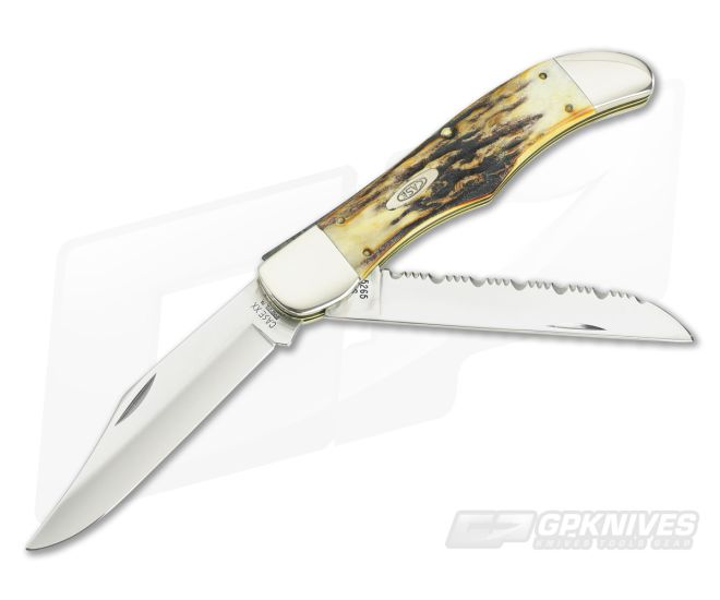 Case 1992 Stag Folding Hunter with Serrated Blade - CA-VX096