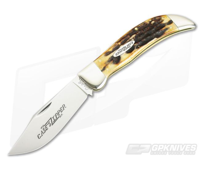 Case Classic 1993 Stag Clasp Knife with Zipper Shield
