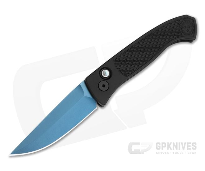 Protech Brend Classic Auto Black Diamond Textured Aluminum MagnaCut Sapphire Blue Automatic Knife (3.35" Blade) WB1106-SB - PT-WB1106-SB
