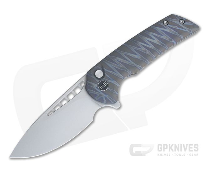 WE Knives Mini Malice Silver Blasted 20CV Flamed Titanium Button Lock Flipper WE054BL-6 - WE-WE054BL-6