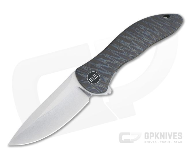 WE Knives Synergy2v2 Drop Point Flipper Stonewashed 20CV Integral Flamed Titanium Folder WE18046D-2 - WE-WE18046D-2