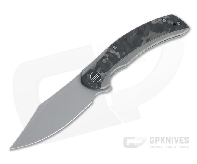 WE Knives Snick Gray Stonewashed 20CV Marbled Carbon Fiber Inlaid Nested Frame Lock Flipper WE19022F-2 - WE-WE19022F-2