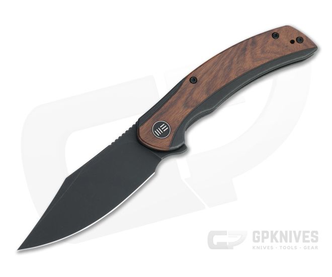 WE Knives Snick Black Stonewashed 20CV Cuibourtia Wood Inlaid Nested Frame Lock Flipper WE19022F-3 - WE-WE19022F-3