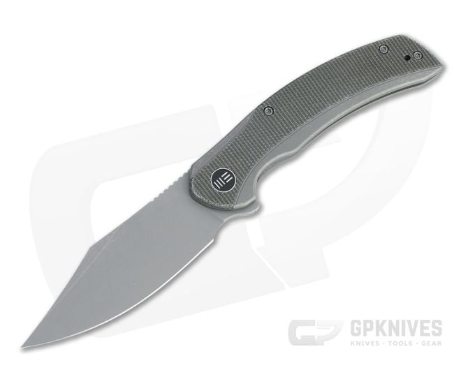 WE Knives Snick Gray Stonewashed 20CV Dark Green Micarta Inlaid Nested Frame Lock Flipper WE19022F-5 - WE-WE19022F-5