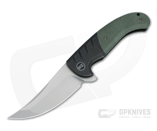 WE Knives x Ochs Curvaceous Blasted 20CV Green Micarta Black Titanium Flipper WE20012-2 - WE-WE20012-2