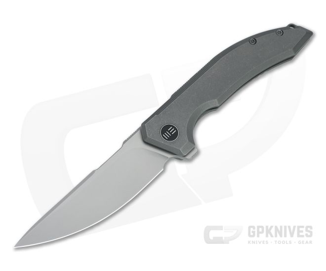 WE Knives Quixotic Blasted 20CV Stonewashed Gray Titanium Flipper WE21016-1 - WE-WE21016-1