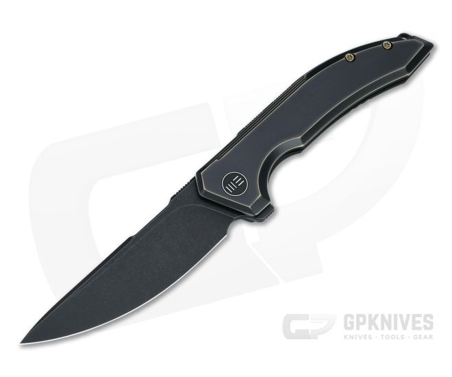 WE Knives Quixotic Black Stonewashed 20CV Antique Bronze Titanium Flipper WE21016-2 - WE-WE21016-2
