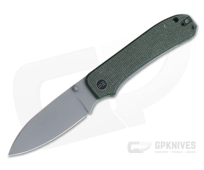 WE Knives Big Banter Gray Stonewashed 20CV Green Micarta Liner Lock Folder WE21045-2 - WE-WE21045-2