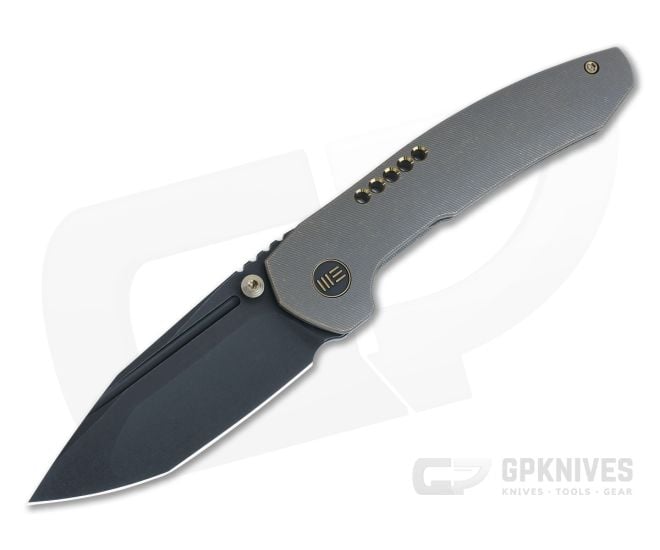 WE Knives Trogon Black Stonewashed 20CV Blade with Fuller Bronze Titanium Frame Lock Folder WE22002-2 - WE-WE22002-2