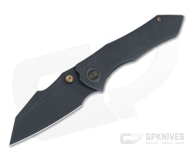 WE Knives High-Fin Black Stonewashed 20CV Black Titanium Frame Lock Folder WE22005-1 - WE-WE22005-1