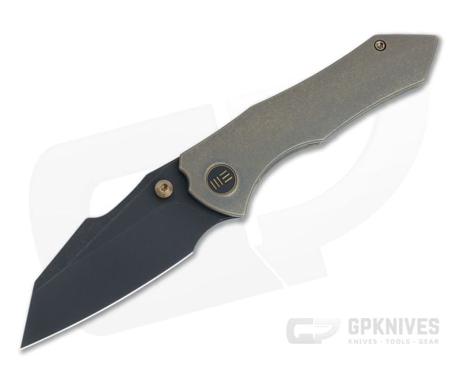 WE Knives High-Fin Black Stonewashed 20CV Bronze Titanium Frame Lock Folder WE22005-2 - WE-WE22005-2