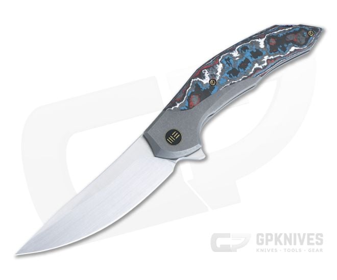 WE Merata Limited Edition Frame Lock Flipper Hand Rubbed Satin 20CV Nebula Fat Carbon Inlay Gray Titanium WE22008B-2 - WE-WE22008B-2
