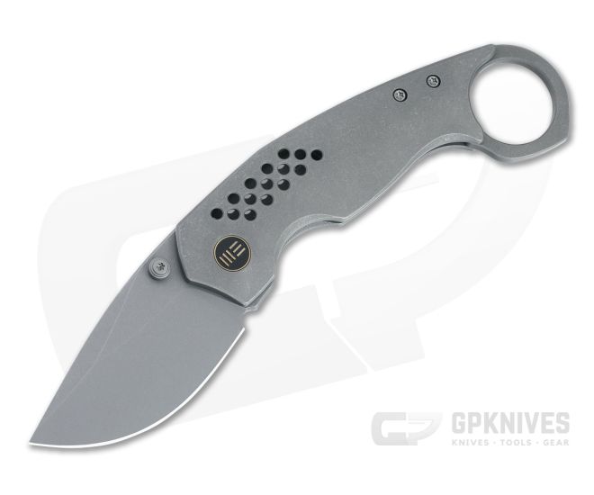 WE Envisage Front Flipper Gray Titanium Handle Stonewashed 20CV Drop Point Blade WE22013-1 - WE-WE22013-1