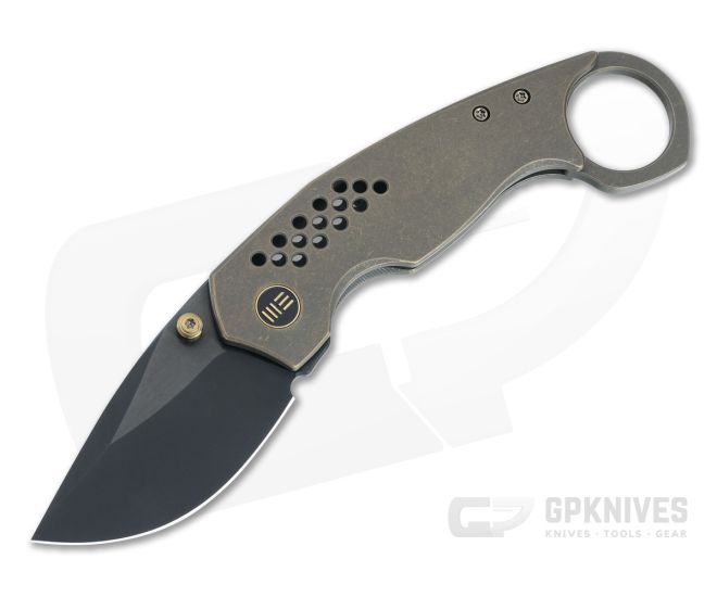WE Envisage Front Flipper Bronze Titanium Handles Black Stonewashed 20CV Drop Point Blade 22013-3 - WE-WE22013-3