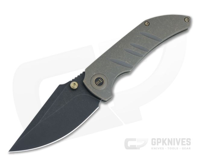WE Knives Riff-Raff Frame Lock Bronze Titanium Handles Black Stonewashed 20CV Clip Point WE22020B-1 - WE-WE22020B-1