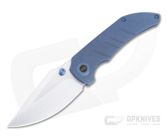 WE Knives Riff-Raff Frame Lock Blue Titanium Handles Satin 20CV Clip Point WE22020B-2 - WE-WE22020B-2