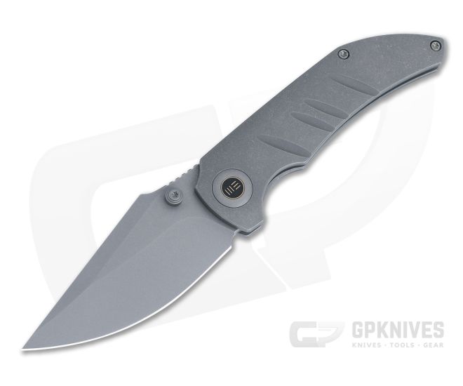 WE Knives Riff-Raff Frame Lock Gray Titanium Handles Stonewashed 20CV Clip Point WE22020B-3 - WE-WE22020B-3
