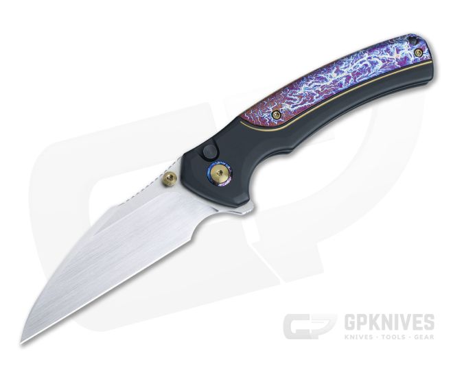 WE Ziffius Limited Edition Button Lock Flipper Hand Rubbed Satin 20CV Flamed Ti Spacer Black Titanium WE22024D-2 - WE-WE22024D-2