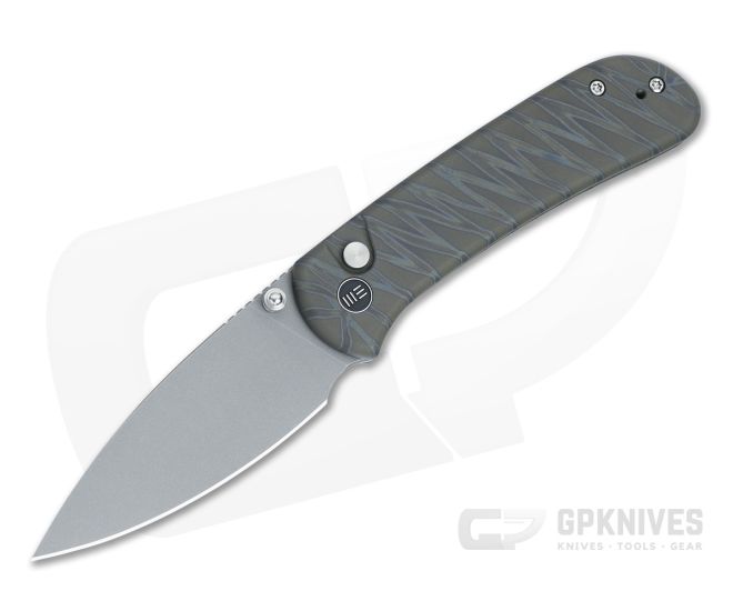 WE Knives Qubit Titanium Tiger Stripe Button Lock WE22030F-4 - WE-WE22030F-4
