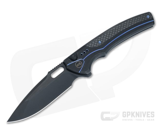 WE Exciton Limited Edition Button Lock Flipper Black 20CV Twill Carbon Fiber Spacer Black Titanium WE22038A-2 - WE-WE22038A-2