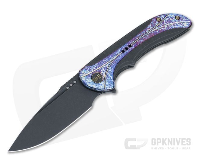 WE Knives Equivik Black Titanium Flipper Flamed Titanium Inlays WE23020-2 - WE-WE23020-2