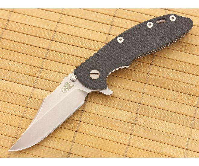 Hinderer Knives XM-18 3.5" Black-Green Bowie Flipper - HK-XM-18BG-35BF