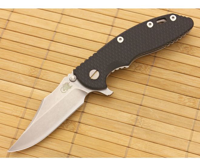 Hinderer Knives XM-18 3.5" Black Bowie Flipper - HK-XM18-35-006