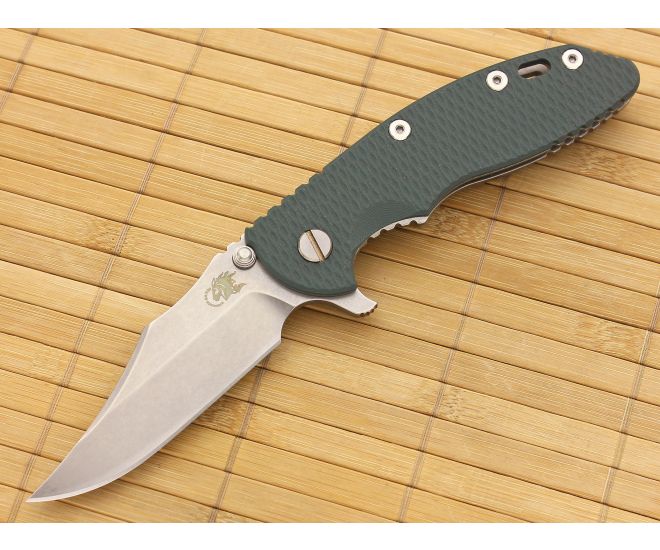 Hinderer Knives XM-18 3.5" Dark Green Bowie Flipper - HK-XM18-35-008
