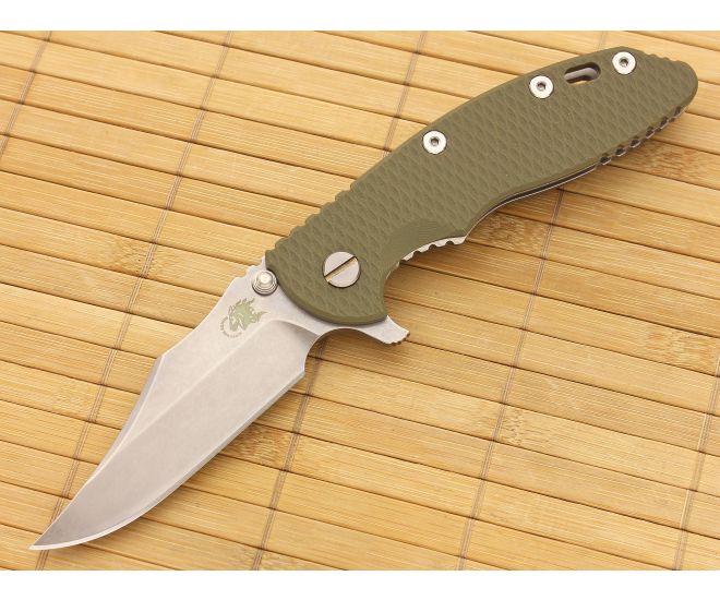 Hinderer Knives XM-18 3.5" OD Green Bowie Flipper - XM-18OD-35BF