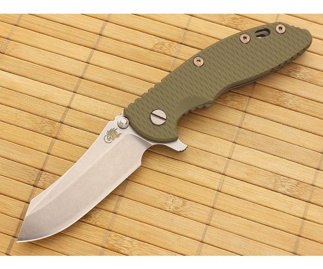 Hinderer Knives XM-18 3.5" OD Green Bronze Hardware Skinner Flipper - HK-XM-18ODBR-35SKF