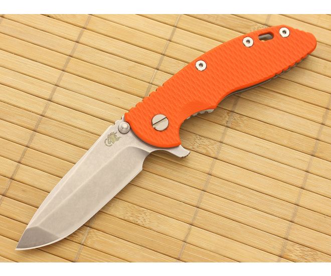 Hinderer Knives XM-18 3.5" Orange Spanto Flipper S35VN - HK-XM-18ORG-35SPF