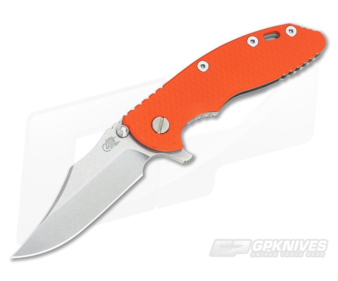 Hinderer Knives XM-18 3.5" Orange Bowie Flipper - HK-XM18-35-015