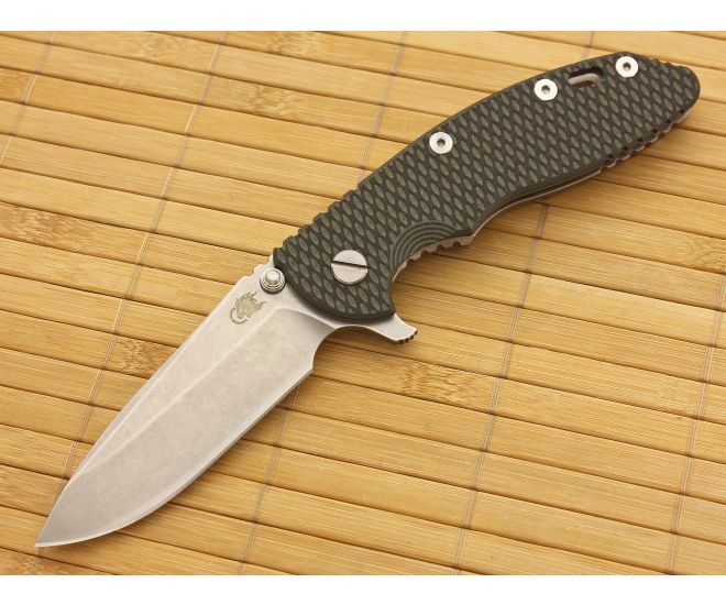 Hinderer Knives XM-18 3.5" Spear Point Flipper Black-Green - HK-XM18-35-020