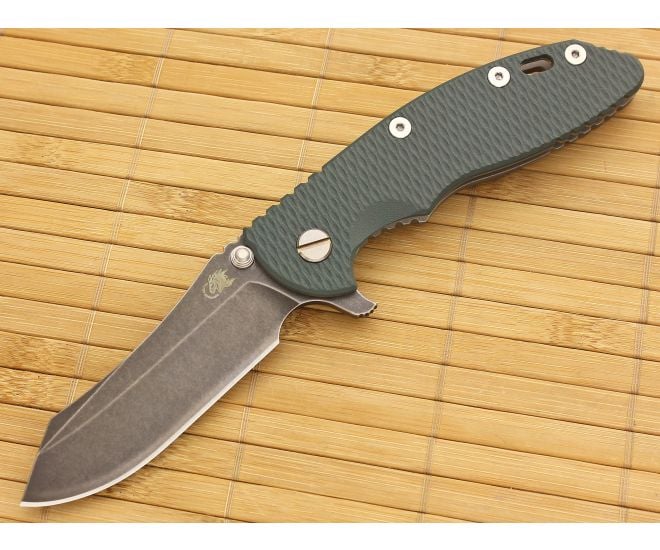 Hinderer Knives XM-18 3.5" DLC Skinner Flipper Dark Green Working Finish Frame - HK-XM18-35-026
