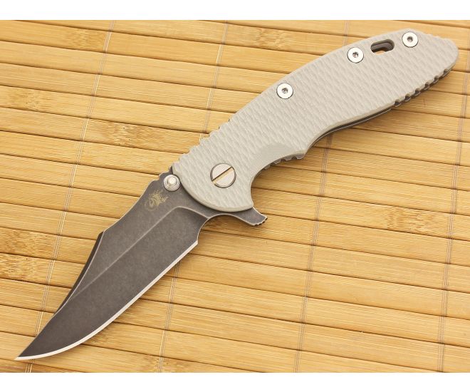Hinderer Knives XM-18 3.5" DLC Bowie Flipper Gray Working Finish Frame #1 - HK-XM18-35-027