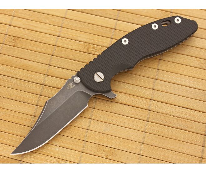 Hinderer Knives XM-18 3.5" DLC Bowie Flipper Black Working Finish Frame - HK-XM18-35-031