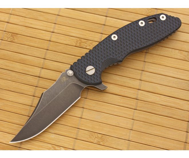 Hinderer Knives XM-18 3.5" DLC Bowie Flipper Blue-Black Working Finish Frame - HK-XM18-35-033