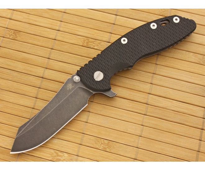 Hinderer Knives XM-18 3.5" DLC Skinner Flipper Black Working Finish Frame #2 - HK-XM18-35-037