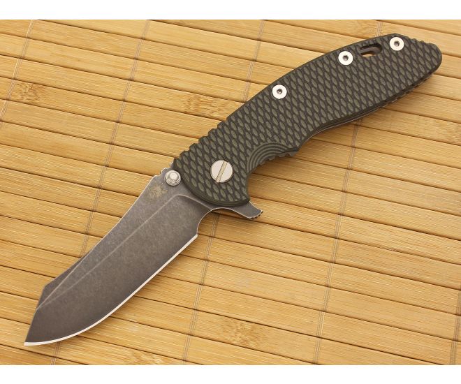 Hinderer Knives XM-18 3.5" DLC Skinner Flipper Green-Black Working Finish Frame - HK-XM18-35-039