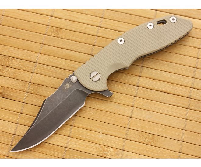 Hinderer Knives XM-18 3.5" DLC Bowie Flipper Sand Working Finish Frame #2 - HK-XM18-35-042