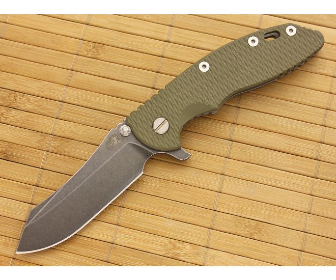 Hinderer Knives XM-18 3.5" DLC Skinner Flipper OD Green Working Finish Frame - HK-XM18-35-044