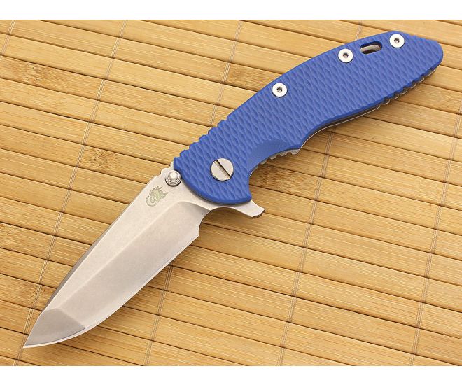 Hinderer Knives XM-18 3.5" Stonewash Spanto Flipper Blue G10 - HK-XM18-35-047